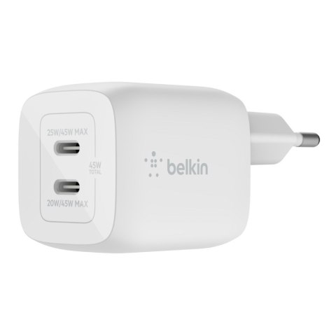 Belkin Ładowarka Belkin BoostCharge Pro Dual USB-C PD 3.0 PPS GaN Wall Charger 45W White Belkin Ładowarka Belkin BoostCharge Pro Dual USB-C PD 3.0 PPS GaN Wall Charger 45W White