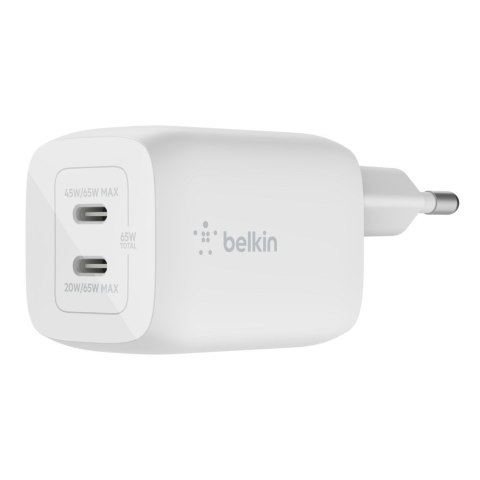 Belkin Ładowarka Belkin BoostCharge Pro Dual USB-C PD 3.0 PPS GaN Wall Charger 65W White Belkin Ładowarka Belkin BoostCharge Pro Dual USB-C PD 3.0 PPS GaN Wall Charger 65W White