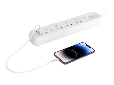 Belkin Listwa zasilająca Belkin Power Surge 4-PORT + 1xUSB-A +1xUSB-C 2.4A PD 525J 2m White Schuko Belkin Listwa zasilająca Belkin Power Surge 4-PORT + 1xUSB-A +1xUSB-C 2.4A PD 525J 2m White Schuko