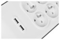 Belkin Listwa zasilająca Belkin Power Surge 6-PORT + 2xUSB-A 2.4A 650J 2m Grey/White