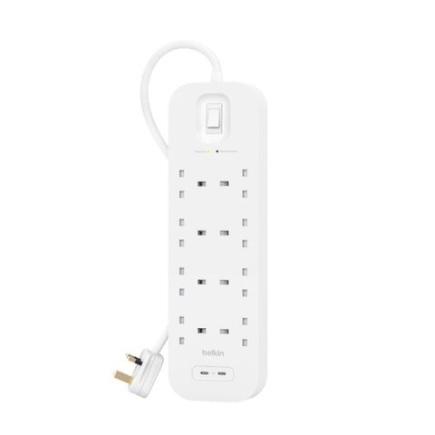 Belkin Listwa zasilająca Belkin Power Surge 8-PORT + 2xUSB-C 30W 900J 2m White Belkin Listwa zasilająca Belkin Power Surge 8-PORT + 2xUSB-C 30W 900J 2m White