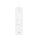 Belkin Listwa zasilająca Belkin Power Surge 8-PORT + 2xUSB-C 30W 900J 2m White