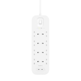 Belkin Listwa zasilająca Belkin Power Surge 8-PORT + 2xUSB-C 30W 900J 2m White