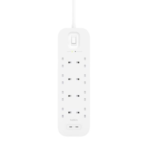 Belkin Listwa zasilająca Belkin Power Surge 8-PORT + 2xUSB-C 30W 900J 2m White Belkin Listwa zasilająca Belkin Power Surge 8-PORT + 2xUSB-C 30W 900J 2m White