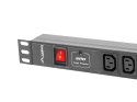 Lanberg LANBERG LISTWA ZASILAJĄCA RACK 19" PDU PDU-08I-0200-C20-BK (1U, 16A, 8X IEC C13, 2M, WTYK C20)