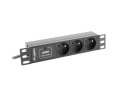 Lanberg Listwa RACK Lanberg PDU-03E-0200-IEC-BK (3 x Typ E; 10 A; 2m; kolor czarny)