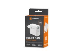 NATEC NATEC ŁADOWARKA RIBERA GAN 1X USB-A + 1X USB-C 45W BIAŁA NUC-2142