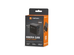 NATEC NATEC ŁADOWARKA RIBERA GAN 1X USB-A + 1X USB-C 45W CZARNA NUC-2143