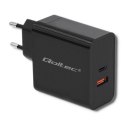 Qoltec QOLTEC ŁADOWARKA SIECIOWA 63W | 5-20V | 1.5-3A | USB TYP C PD | USB QC 3.0 | CZARNA
