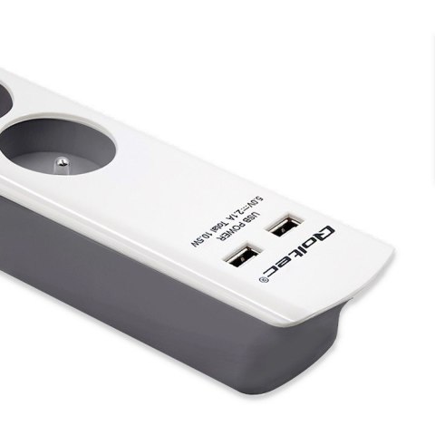 Qoltec QOLTEC LISTWA ZASILAJĄCA ANTYPRZEPIĘCIOWA | 6 GNIAZD | 2 X USB | 1.8M | BIAŁO-SZARA Qoltec QOLTEC LISTWA ZASILAJĄCA ANTYPRZEPIĘCIOWA | 6 GNIAZD | 2 X USB | 1.8M | BIAŁO-SZARA