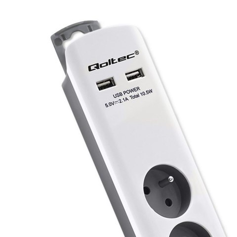 Qoltec QOLTEC LISTWA ZASILAJĄCA ANTYPRZEPIĘCIOWA | 6 GNIAZD | 2 X USB | 1.8M | BIAŁO-SZARA Qoltec QOLTEC LISTWA ZASILAJĄCA ANTYPRZEPIĘCIOWA | 6 GNIAZD | 2 X USB | 1.8M | BIAŁO-SZARA