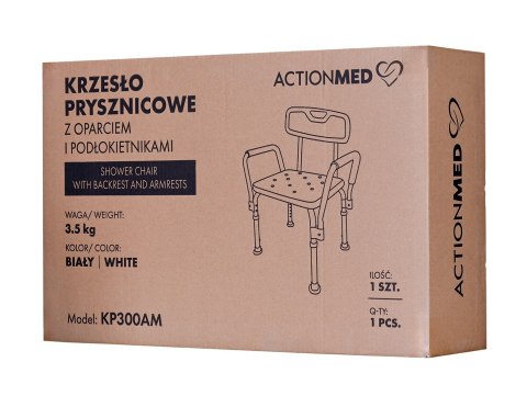 ActionMed Krzesło prysznicowe z oparciem i podłokietnikami ActionMed Krzesło prysznicowe z oparciem i podłokietnikami