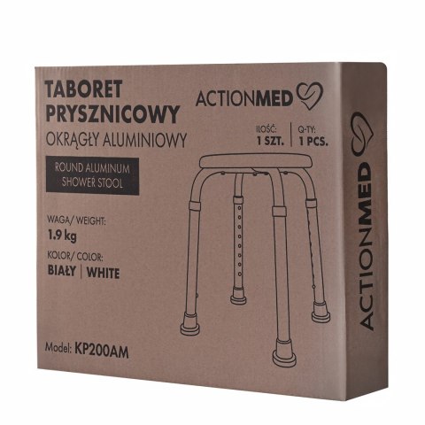 ActionMed Taboret prysznicowy okrągły aluminiowy ActionMed Taboret prysznicowy okrągły aluminiowy