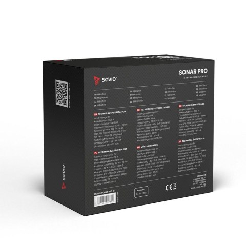 SAVIO SAVIO MIKROFON GAMINGOWY NA TRÓJNOGU Z PODŚWIETLENIEM SONAR PRO 01, USB, KOSZYK ANTYWSTRZĄSOWY SAVIO SAVIO MIKROFON GAMINGOWY NA TRÓJNOGU Z PODŚWIETLENIEM SONAR PRO 01, USB, KOSZYK ANTYWSTRZĄSOWY