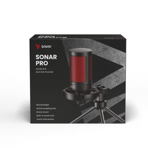 SAVIO SAVIO MIKROFON GAMINGOWY NA TRÓJNOGU Z PODŚWIETLENIEM SONAR PRO 01, USB, KOSZYK ANTYWSTRZĄSOWY SAVIO SAVIO MIKROFON GAMINGOWY NA TRÓJNOGU Z PODŚWIETLENIEM SONAR PRO 01, USB, KOSZYK ANTYWSTRZĄSOWY