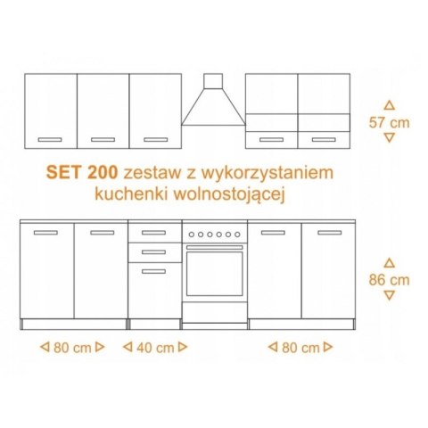 TOP E SHOP KUCHNIA SET 2M BIAŁY MAT, BLAT ARTISAN TOP E SHOP KUCHNIA SET 2M BIAŁY MAT, BLAT ARTISAN