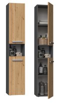 TOP E SHOP Szafka łazienkowa NEL I 31x30xH174 antracyt/artisan