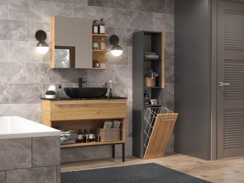 TOP E SHOP Szafka łazienkowa NEL III 31x30xH174 antracyt/artisan TOP E SHOP Szafka łazienkowa NEL III 31x30xH174 antracyt/artisan