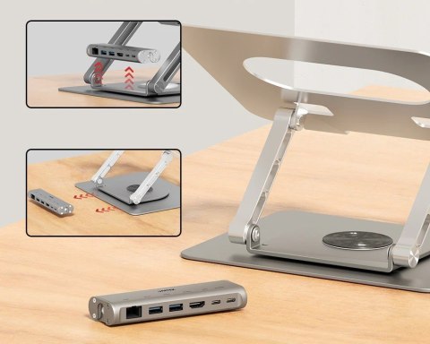 UNITEK UNITEK PODSTAWKA POD LAPTOP + HUB USB-C, HDMI 1.4, 4K, PD 100W UNITEK UNITEK PODSTAWKA POD LAPTOP + HUB USB-C, HDMI 1.4, 4K, PD 100W