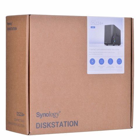 Synology NAS Synology DS224+; Tower; 2x (3.5" SATA HDD); Intel Celeron J4125;,2GB DDR4 (max. 6GB), 2x 1GbE RJ-45 Synology NAS Synology DS224+; Tower; 2x (3.5" SATA HDD); Intel Celeron J4125;,2GB DDR4 (max. 6GB), 2x 1GbE RJ-45