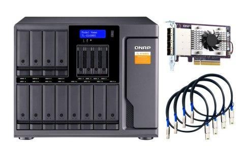 QNAP Qnap TL-D1600S Expansion unit, Tower, 16x 2.5/3.5" SATA, with a QXP-1600eS PCIe SATA host card and 4 SFF-8088 to SFF-8644 SAS/SA QNAP Qnap TL-D1600S Expansion unit, Tower, 16x 2.5/3.5" SATA, with a QXP-1600eS PCIe SATA host card and 4 SFF-8088 to SFF-8644 SAS/SA