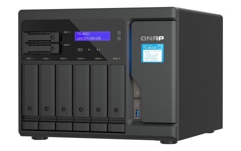 QNAP Qnap TS-855X-8G, Tower, 6 x 3.5"/2.5" SATA + 2 x 2.5" SATA, Intel Atom C5125 8C/8T, 8GB DDR4 non-ECC (Max. 128GB), 1 x 10GbE + QNAP Qnap TS-855X-8G, Tower, 6 x 3.5"/2.5" SATA + 2 x 2.5" SATA, Intel Atom C5125 8C/8T, 8GB DDR4 non-ECC (Max. 128GB), 1 x 10GbE +