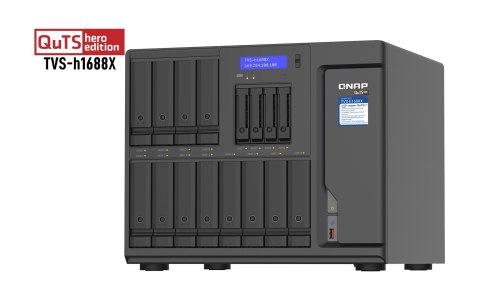 QNAP Qnap TVS-h1688X-W1250-32G, Tower, 12 x 2.5"/3.5" + 4 x 2.5" SATA, Intel Xeon W-1250 6C/12T, 32GB DDR4 ECC (Max. 128GB), 4 x 2.5G QNAP Qnap TVS-h1688X-W1250-32G, Tower, 12 x 2.5"/3.5" + 4 x 2.5" SATA, Intel Xeon W-1250 6C/12T, 32GB DDR4 ECC (Max. 128GB), 4 x 2.5G