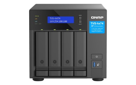 QNAP Qnap TVS-h474-PT-8G, Tower, 4 x 2.5"/3.5" SATA , Intel Pentium Gold G7400 2C/4T, 8GB (1x 8GB) DDR4 SODIMM (Max. 128GB), 2 x 2.5G
