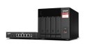 QNAP Zestaw Qnap TS-473A-SW5T (TS-473A-8G + switch QSW-1105-5T 5x2.5GbE), Tower, 3.5" SATA, AMD Ryzen V1500B 4C/8T, 8GB DDR4 (Max. 64