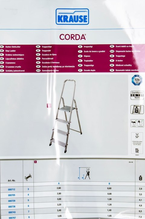 Krause CORDA Drabina domowa aluminiowa 4 stopnie 000705 KRAUSE Krause CORDA Drabina domowa aluminiowa 4 stopnie 000705 KRAUSE