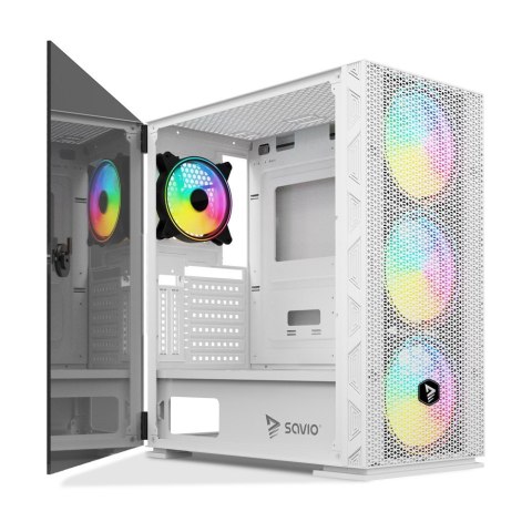 SAVIO SAVIO OBUDOWA PC ARGB MESH/GLASS RAPTOR WHITE X1 SAVIO SAVIO OBUDOWA PC ARGB MESH/GLASS RAPTOR WHITE X1