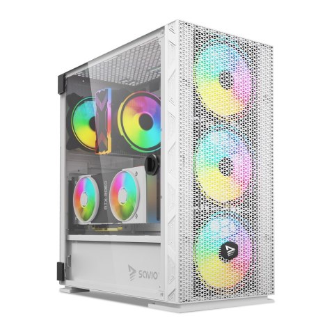SAVIO SAVIO OBUDOWA PC ARGB MESH/GLASS RAPTOR WHITE X1 SAVIO SAVIO OBUDOWA PC ARGB MESH/GLASS RAPTOR WHITE X1