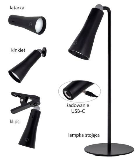 Activejet Lampka wielofunkc LED Activejet AJE-IDA 4in1 czarna Activejet Lampka wielofunkc LED Activejet AJE-IDA 4in1 czarna