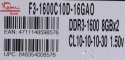 G.SKILL G.SKILL ARES DDR3 2X8GB 1600MHZ CL10 XMP LOW PROFILE F3-1600C10D-16GAO