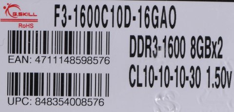 G.SKILL G.SKILL ARES DDR3 2X8GB 1600MHZ CL10 XMP LOW PROFILE F3-1600C10D-16GAO G.SKILL G.SKILL ARES DDR3 2X8GB 1600MHZ CL10 XMP LOW PROFILE F3-1600C10D-16GAO
