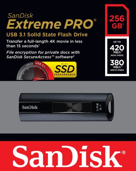 SanDisk Pendrive SanDisk EXTREME PRO SDCZ880-256G-G46 (256GB; USB 3.1; kolor czarny) SanDisk Pendrive SanDisk EXTREME PRO SDCZ880-256G-G46 (256GB; USB 3.1; kolor czarny)