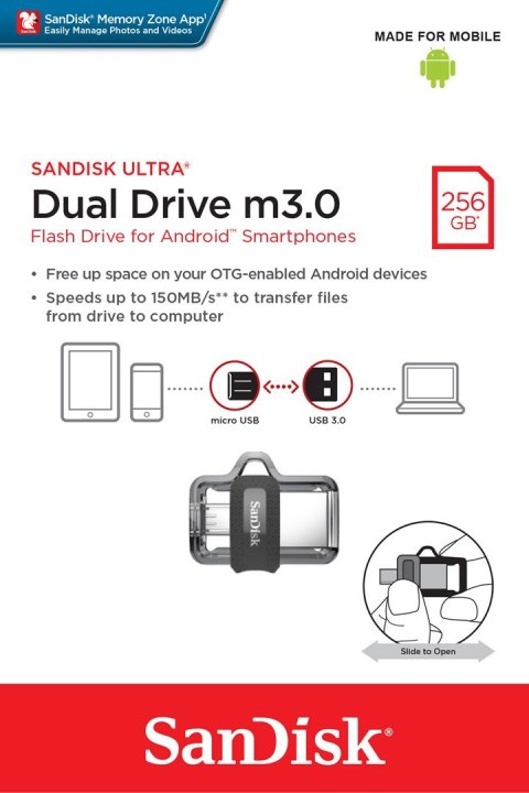 SanDisk Pendrive SanDisk SDDD3-256G-G46 (256GB; microUSB, USB 3.0; kolor szary) SanDisk Pendrive SanDisk SDDD3-256G-G46 (256GB; microUSB, USB 3.0; kolor szary)