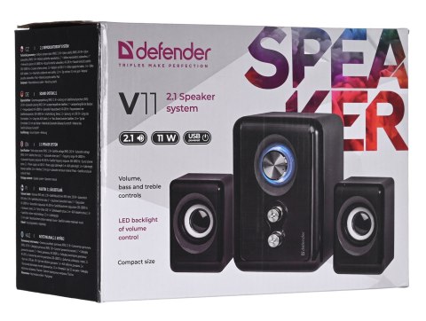 Defender DEFENDER GŁOŚNIKI KOMPUTEROWE V11 2.1 11W USB KONTROLA BASÓW I NISKICH TONÓW 65111 Defender DEFENDER GŁOŚNIKI KOMPUTEROWE V11 2.1 11W USB KONTROLA BASÓW I NISKICH TONÓW 65111