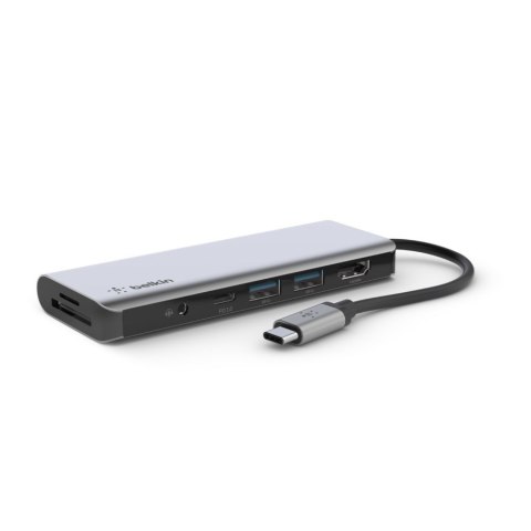 Belkin Hub Belkin Connect USB-C 7-in-1 Multiport Adapter 1x4k HDMI/2xUSB-A/1xUSB-C PD3.0/1xRJ45 Gigabit/1xCard reader/1xAudio Grey Belkin Hub Belkin Connect USB-C 7-in-1 Multiport Adapter 1x4k HDMI/2xUSB-A/1xUSB-C PD3.0/1xRJ45 Gigabit/1xCard reader/1xAudio Grey