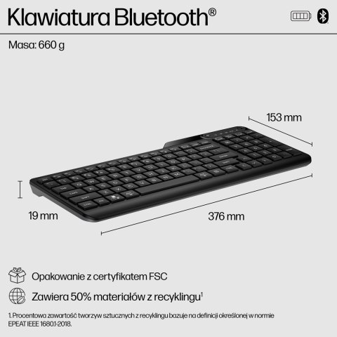 Hewlett-Packard Klawiatura HP 460 Multi-Device Bluetooth Keyboard bezprzewodowa czarna 7N7B8AA