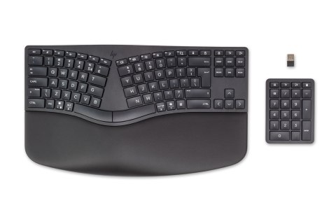 Hewlett-Packard Klawiatura HP 960 Ergonomic Wireless Keyboard bezprzewodowa czarna 37E755AA