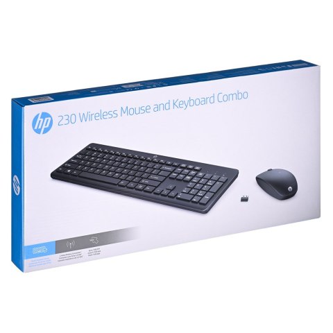 Hewlett-Packard Zestaw klawiatura + mysz HP 230 Wireless Mouse and Keyboard Combo bezprzewodowe czarne 18H24AA Hewlett-Packard Zestaw klawiatura + mysz HP 230 Wireless Mouse and Keyboard Combo bezprzewodowe czarne 18H24AA