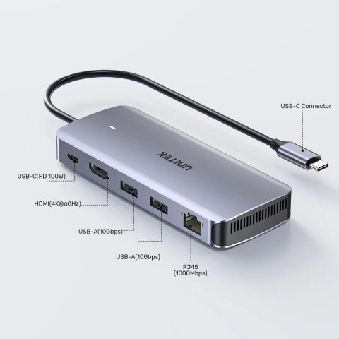 UNITEK UNITEK AKTYWNY HUB USB-C 10GBPS,M.2,HDMI, PD 100W UNITEK UNITEK AKTYWNY HUB USB-C 10GBPS,M.2,HDMI, PD 100W