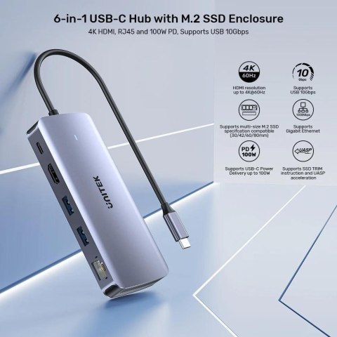 UNITEK UNITEK AKTYWNY HUB USB-C 10GBPS,M.2,HDMI, PD 100W UNITEK UNITEK AKTYWNY HUB USB-C 10GBPS,M.2,HDMI, PD 100W