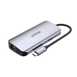 UNITEK UNITEK AKTYWNY HUB USB-C 2X HDMI, CZYTNIK SD, 4K, RJ-45, PD 100W, 5 GBPS