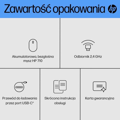 Hewlett-Packard Mysz HP 710 Rechargeable Silent Mouse Black bezprzewodowa z akumulatorem czarna 6E6F2AA Hewlett-Packard Mysz HP 710 Rechargeable Silent Mouse Black bezprzewodowa z akumulatorem czarna 6E6F2AA