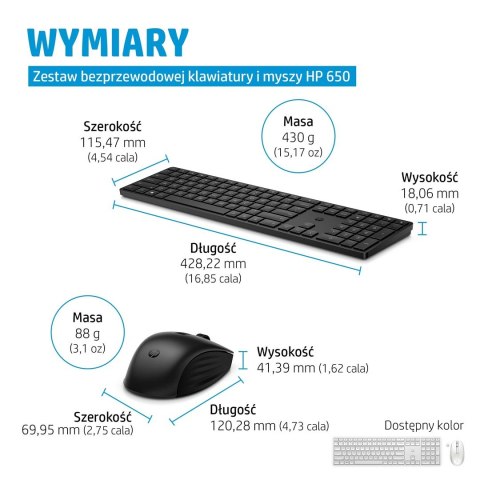 Hewlett-Packard Zestaw klawiatura + mysz HP 650 Wireless Keyboard and Mouse Combo bezprzewodowe czarne 4R013AA Hewlett-Packard Zestaw klawiatura + mysz HP 650 Wireless Keyboard and Mouse Combo bezprzewodowe czarne 4R013AA