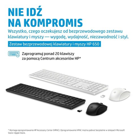Hewlett-Packard Zestaw klawiatura + mysz HP 650 Wireless Keyboard and Mouse Combo bezprzewodowe czarne 4R013AA Hewlett-Packard Zestaw klawiatura + mysz HP 650 Wireless Keyboard and Mouse Combo bezprzewodowe czarne 4R013AA