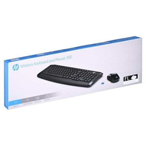 Hewlett-Packard Zestaw klawiatura + mysz HP Wireless Keyboard and Mouse 300 bezprzewodowe czarne Polish Layout 3ML04AA#AKD Hewlett-Packard Zestaw klawiatura + mysz HP Wireless Keyboard and Mouse 300 bezprzewodowe czarne Polish Layout 3ML04AA#AKD