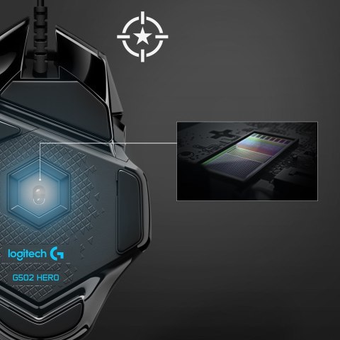 Logitech Mysz Logitech G502 Hero 910-005470 (optyczna; 16000 DPI; kolor czarny) Logitech Mysz Logitech G502 Hero 910-005470 (optyczna; 16000 DPI; kolor czarny)